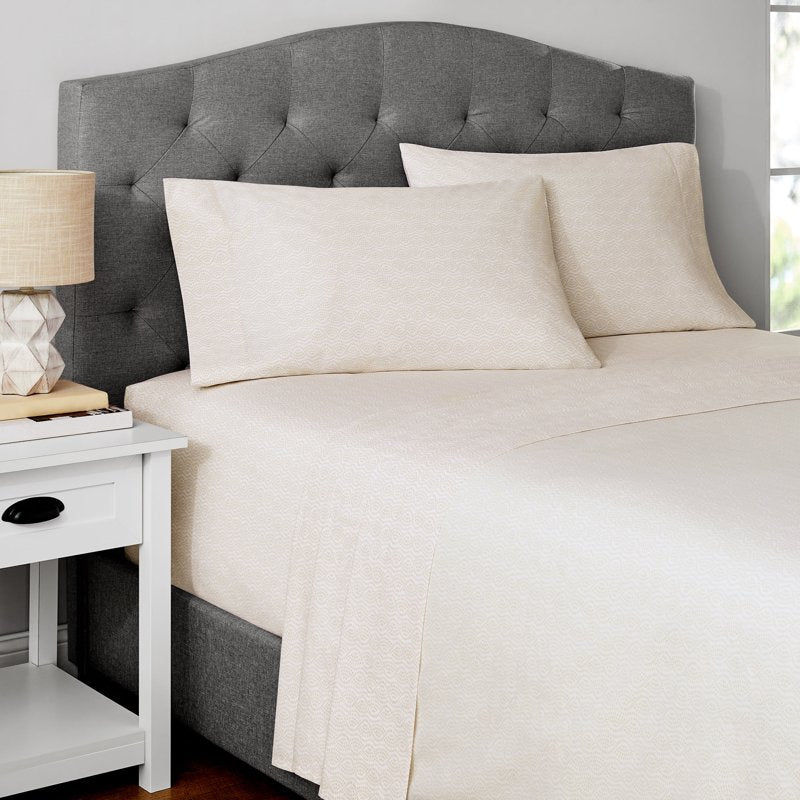 Mainstays 2-Piece Cotton Blend Percale Pillowcase Set - Papyrus Beige Geo, Standard/Queen, Easy Care