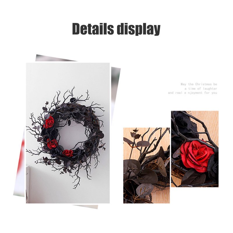 Halloween Wreath with Lights - Indoor & Outdoor Spooky Front Door Decor - Variation C