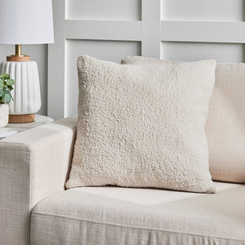 Decorative Throw Pillow 20x20 Inch Cozy Knit Cushion in Papyrus Beige - Farmhouse, Modern, Rustic Decor