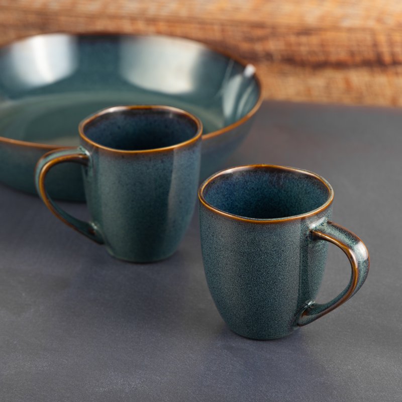 Dutton Reactive Ceramic Mug - 15 fl oz, Rustic Design (2 Pack)