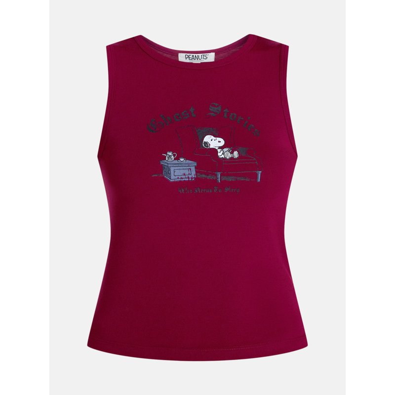 Peanuts Snoopy Ghost Stories Sleep Tank Top Rumba Red XS Women's Plus Size