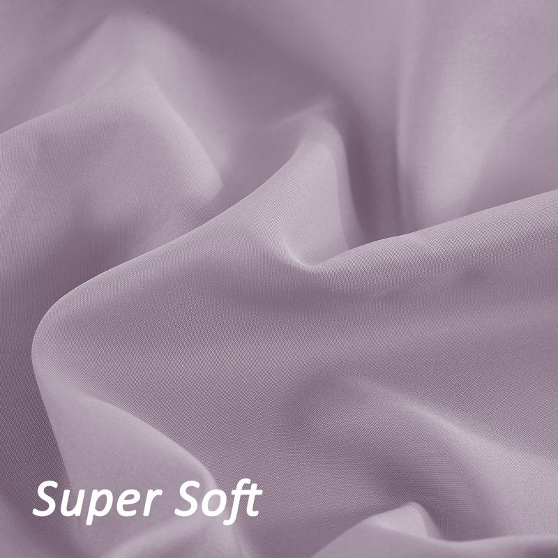 Mainstays Super Soft Microfiber Fitted Sheet Set - Full, Hazy Purple & Arctic White
