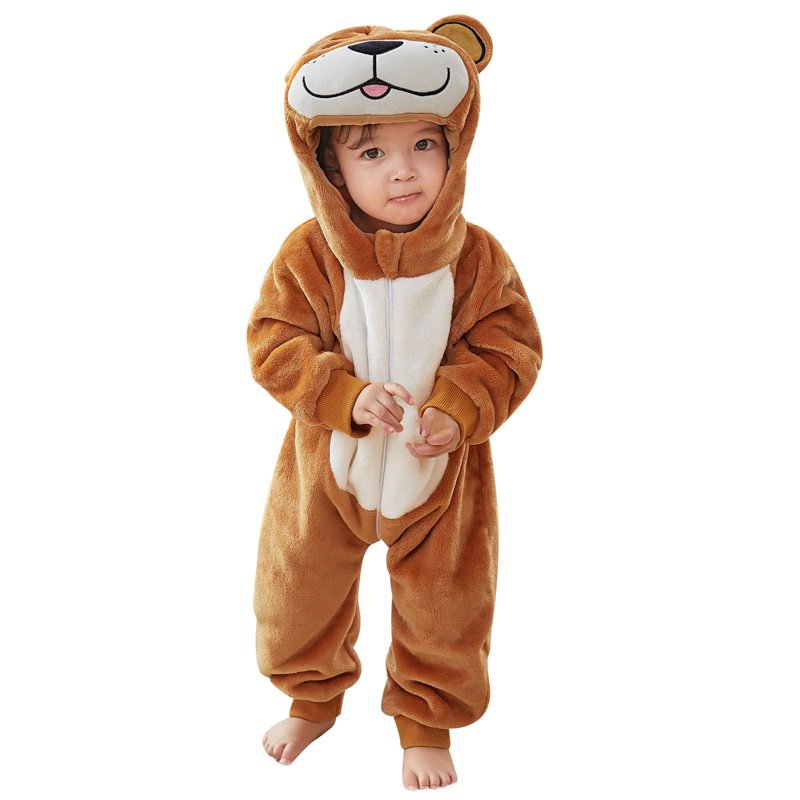 Baby Animal Costume Romper - Unisex Brown Bear Hoodie Jumpsuit for 6-12 Months