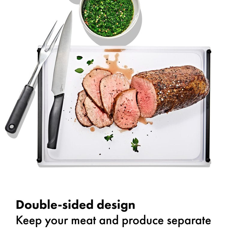 Large Non-Slip Plastic Cutting Board with Juice Groove - 16.9 x 11.7 Inch