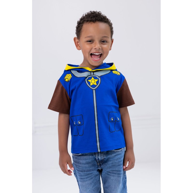 Paw Patrol Kids Hooded T-Shirt Chase Royal Blue - Cosplay Costume Tee with 3D Ears