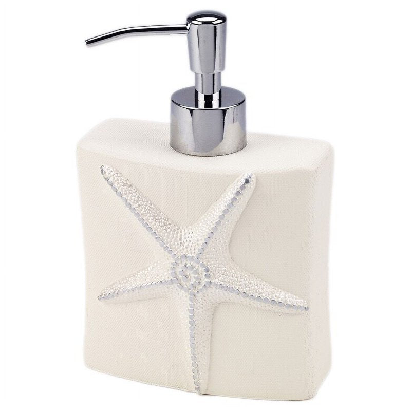 Ivory Sequin Shells Lotion Pump - Nautical Beaded Bathroom Dispenser