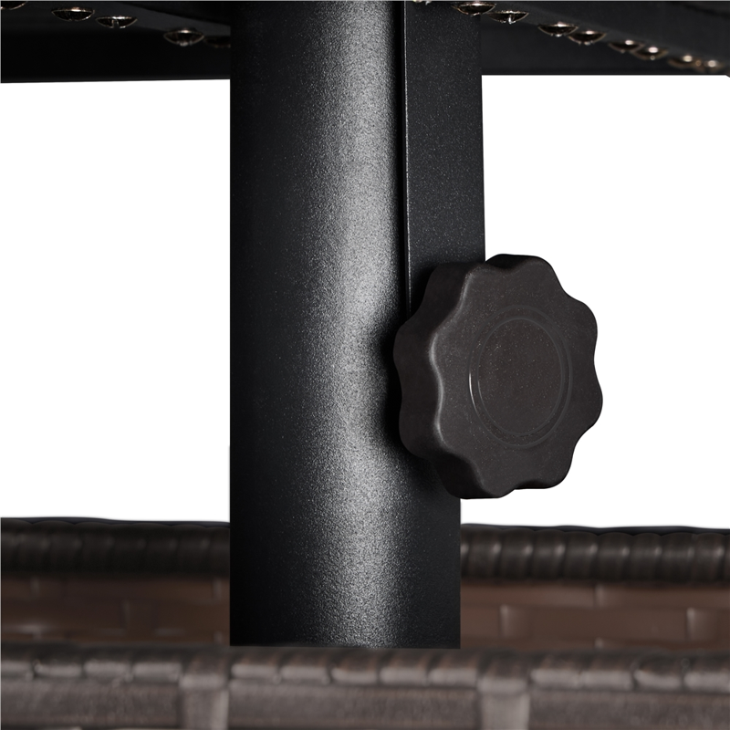 Outdoor Wicker Side Table with Umbrella Hole - Black