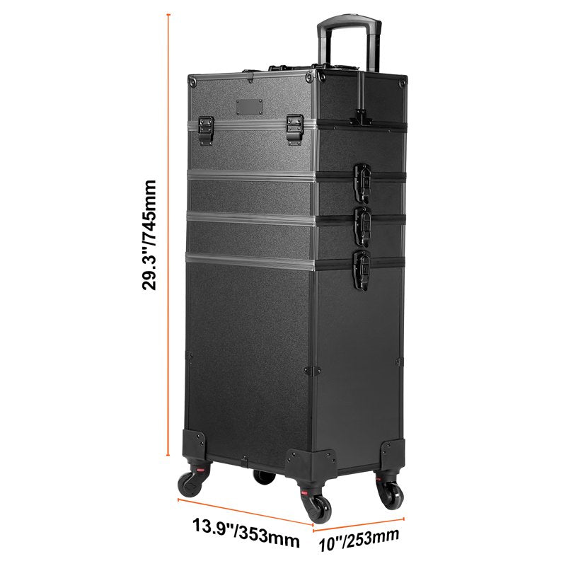 5-in-1 Rolling Makeup Train Case - Large Capacity Cosmetic Organizer