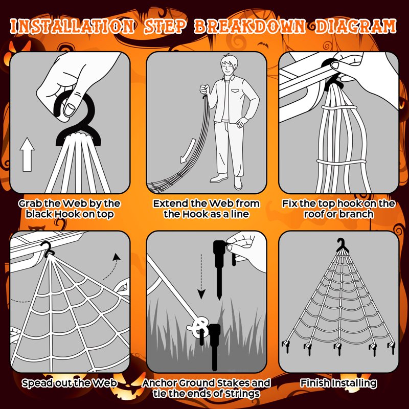 Halloween Spider Web Lights Outdoor 500 LED Orange & Purple Halloween Decorations