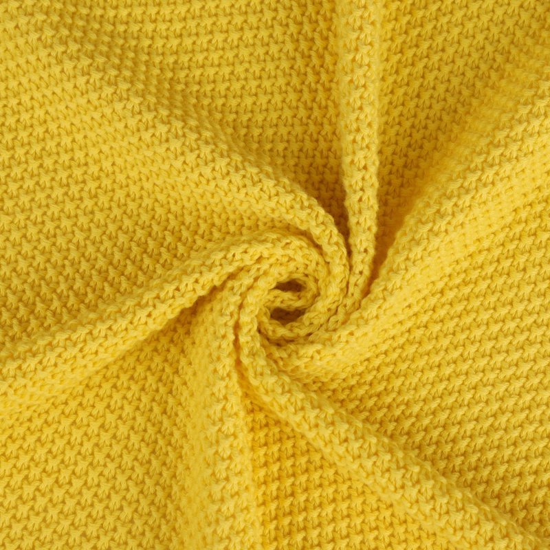 Pure Cotton Cable Knit Throw Blanket - 51 x 59 Inches - Yellow