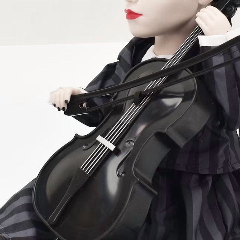 Animated Wednesday Halloween Doll with Cello - 13 Inch Tabletop Decor