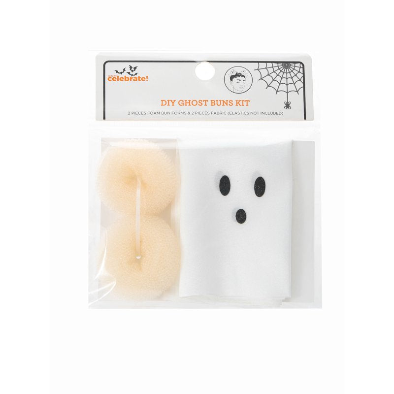Ghost Halloween Hair Buns Kit - DIY Spooky Hair Accessories for Costumes & Parties