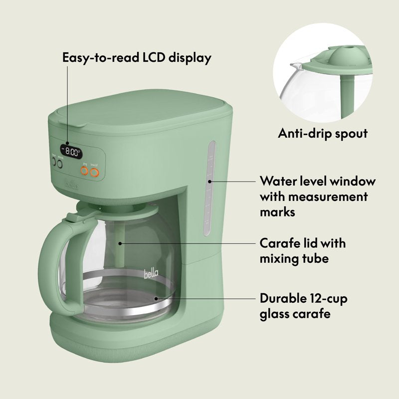 12-Cup Programmable Drip Coffee Maker with Glass Carafe - Seaglass