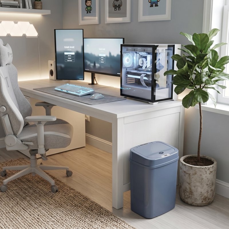 Automatic Bathroom Trash Can - 3.2 Gallon Motion Sensor - Washed Indigo