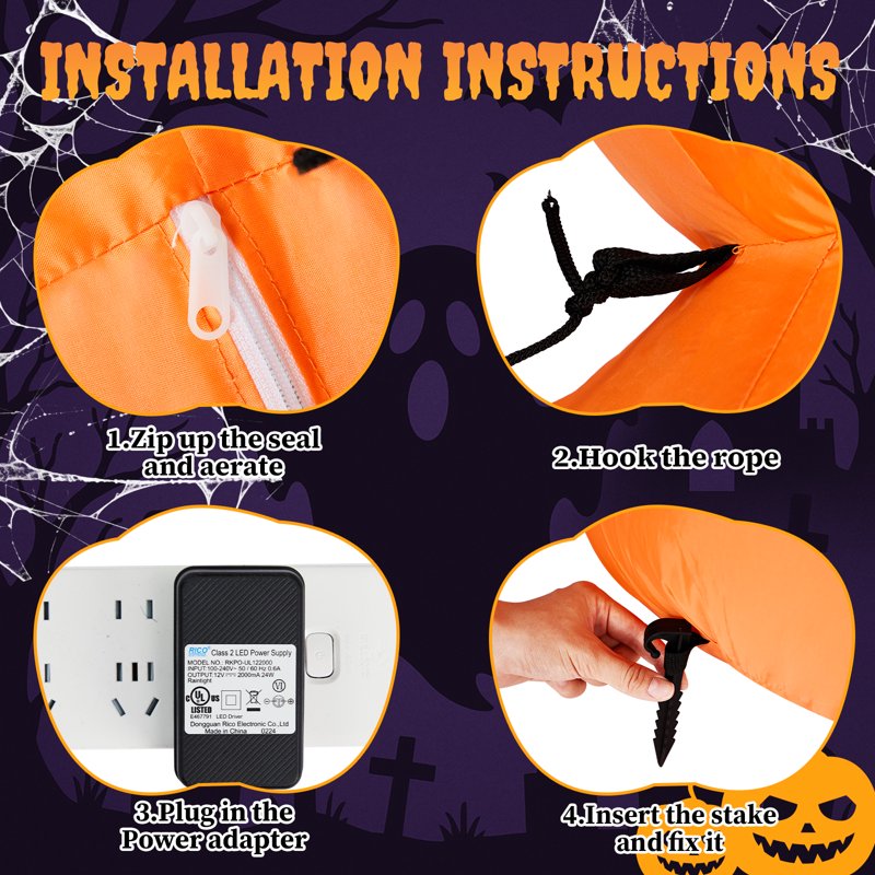 9 FT Inflatable Halloween Pumpkin Decor with LED Lights for Yard Garden Party