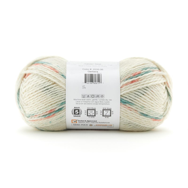 (2 Pack) Premier Yarns Bloom Chunky Big Yarn - Gerbera - Bulky Acrylic, 7oz 218yds