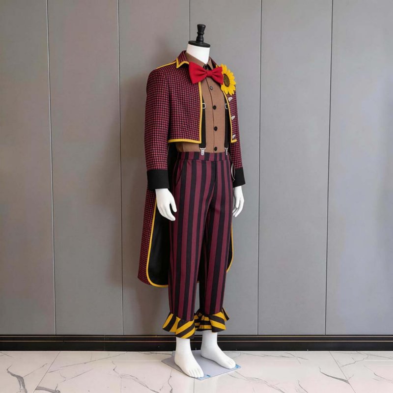 Men's Halloween Circus Clown Costume Set XXXL Vintage Jester Carnival Outfit