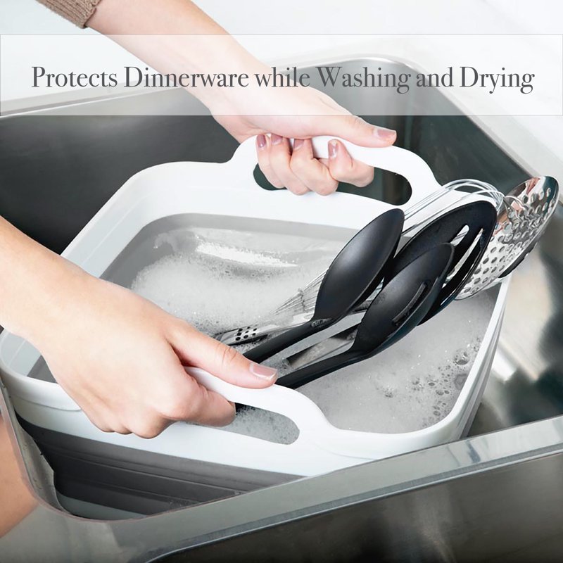 Self Draining Collapsible Plastic Wash Basin - Gray