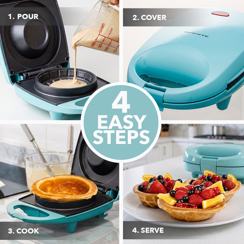 Electric Waffle Bowl Maker - 520W Non-Stick Dessert & Ice Cream Cup Baker