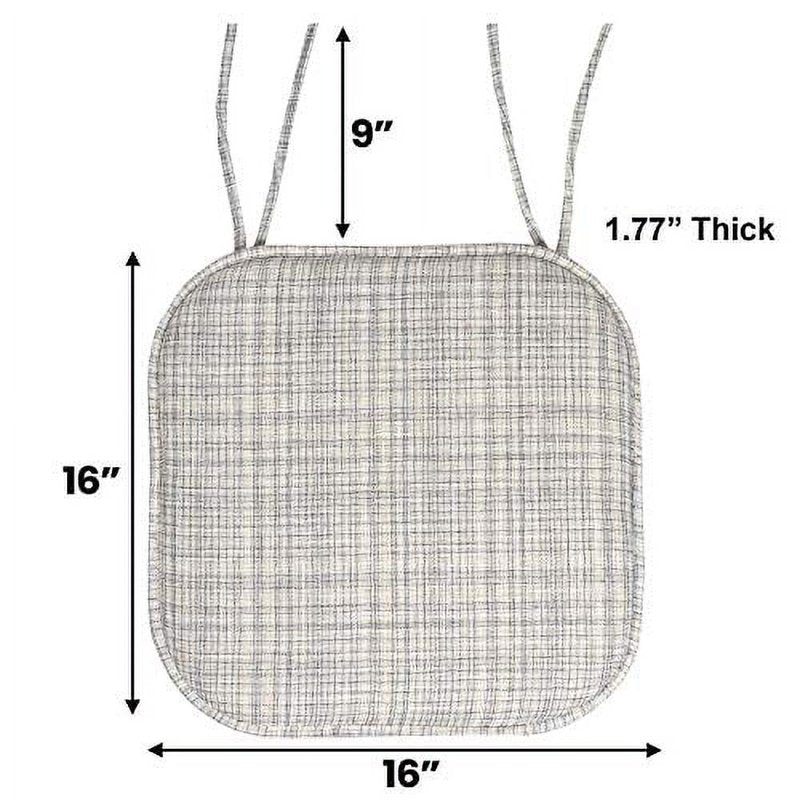 Memory Foam Non-Slip Chair Cushion Pad with Ties - 2 Pack, Silver/Cream