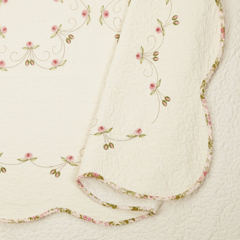 Modern Heirloom Felisa Pink Floral Embroidered Bedspread King