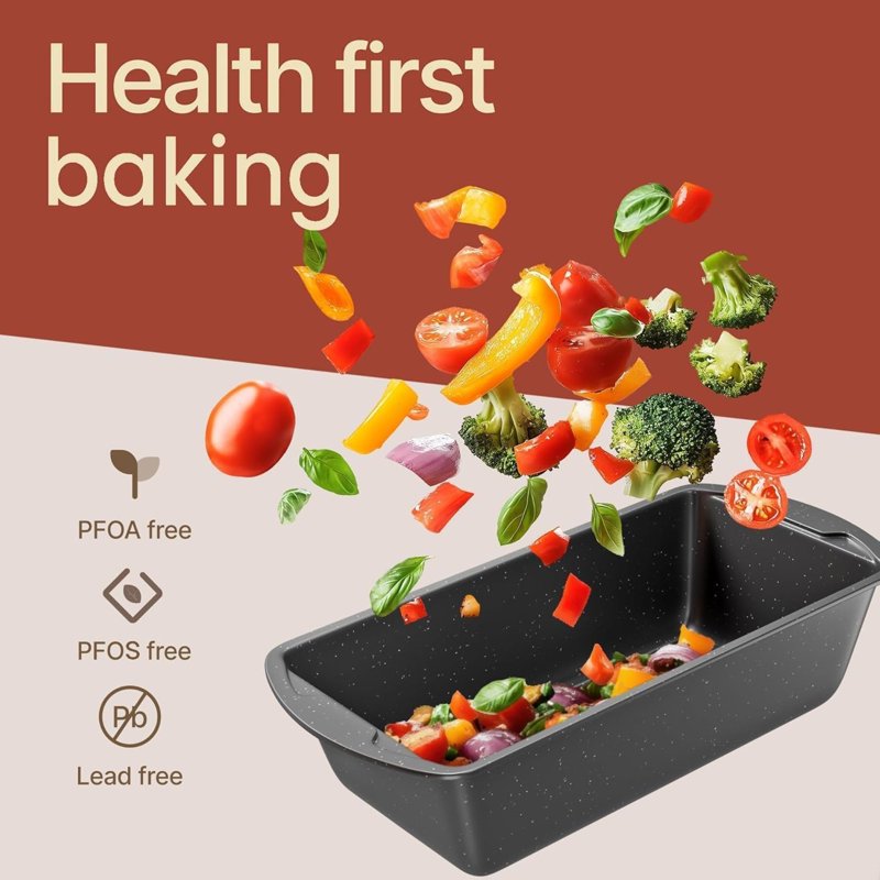 Nonstick Carbon Steel Loaf Pan - 11" Baking Tray, Gray Marble