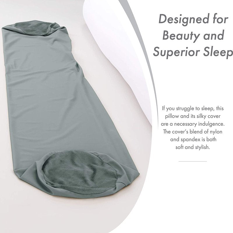 Silky Body Pillow Cover - Dark Grey, 85% Spandex/15% Nylon, Anti-Wrinkle & Hair Protecting, Standard