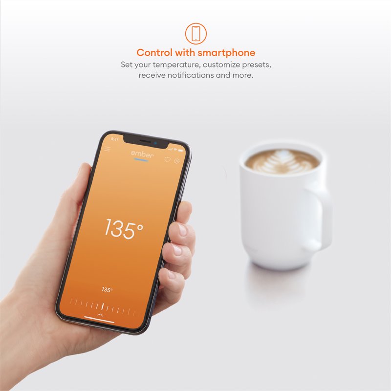 Temperature Control Smart Mug - 10 oz White - App Controlled Heated Coffee/Tea Mug