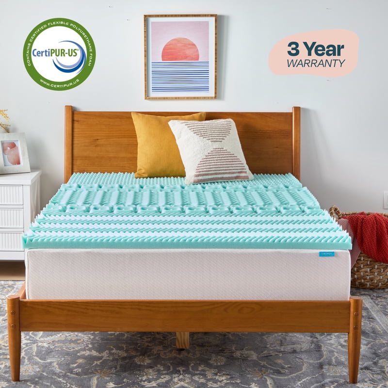 Linenspa 2-Inch 7-Zone Cooling Gel & Green Tea Memory Foam Mattress Topper - Twin
