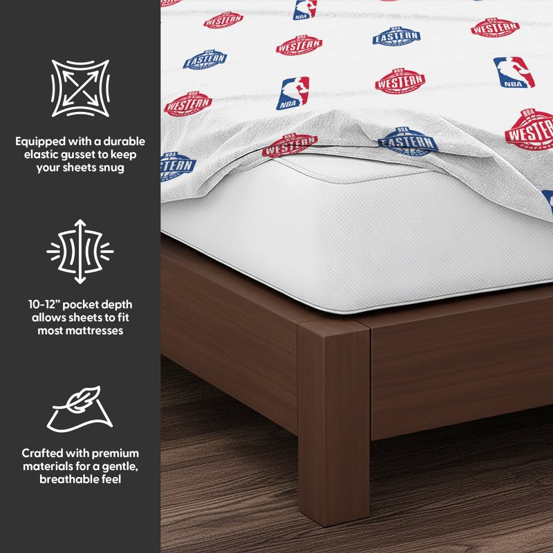 NBA Multi Team E W Split Full Sheet Set - Officially Licensed Bedding