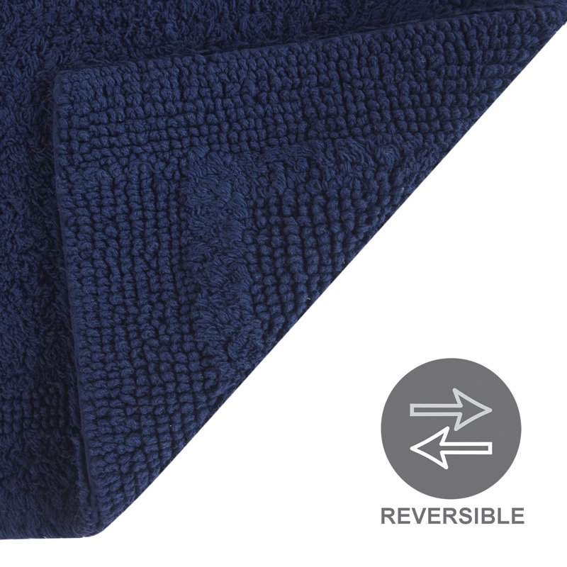 Better Homes & Gardens Reversible Cotton Bath Rug - Blue Admiral 17x24 Inches