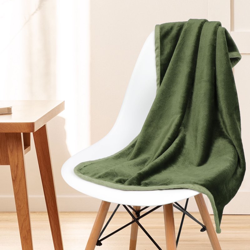Twin Flannel Fleece Blanket - Fern Green 30x40 Inches Luxury Soft Comfort
