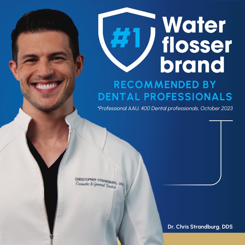 Electric Countertop Oral Irrigator with 10 Pressure Settings and 5 Tips