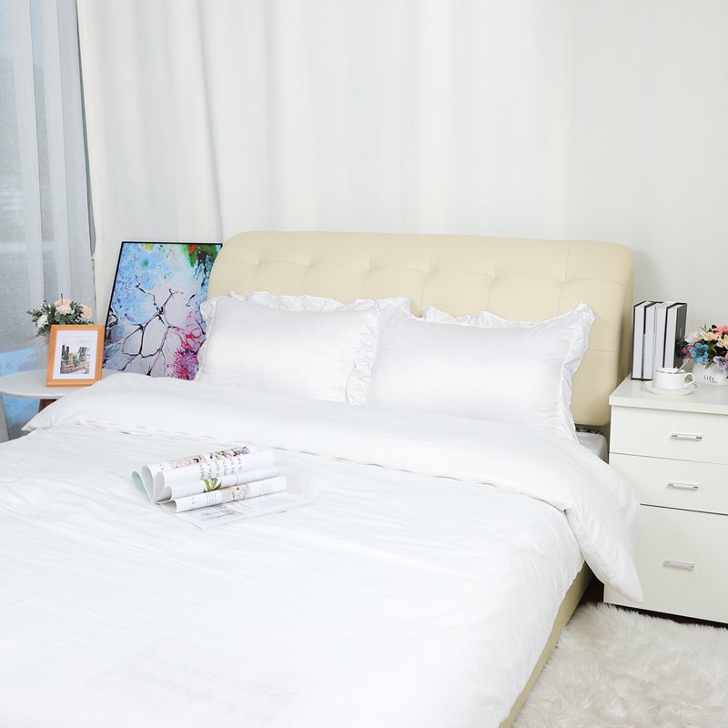 Euro Satin Ruffled Edge Pillow Shams - White, 4-Piece Set