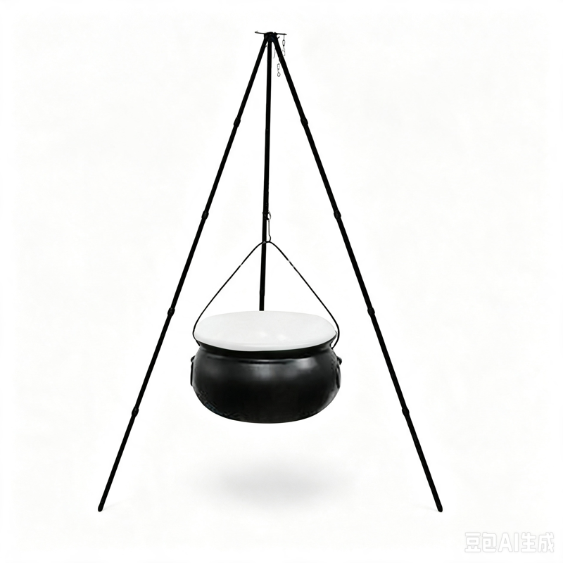 Halloween Outdoor Witch Cauldron with Tripod & Timer Lights - 12 White, 30.4 x 7.8 Inches
