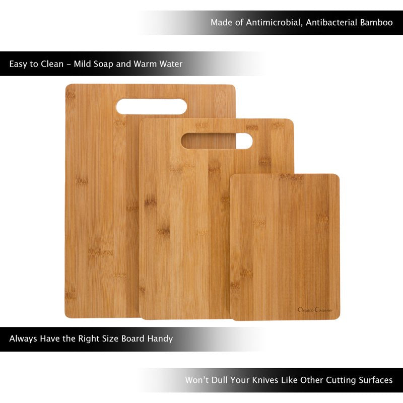 Eco-Friendly Bamboo Cutting Board Set - 3-Piece Kitchen Set