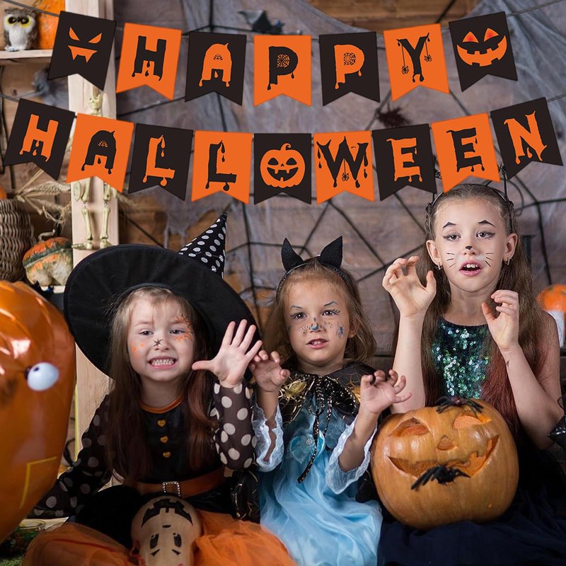 Halloween Banner with Pumpkin Sign - Outdoor Indoor Party Decorations, 2m