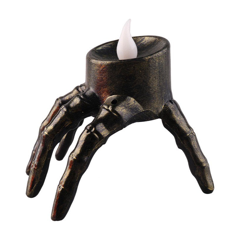 2 Pack Skeleton Hand LED Flameless Candles - Halloween Decor, Indoor Tabletop Skeleton Lights - Variation #01-2 Pack Skeleton Hand LED Flameless Candles