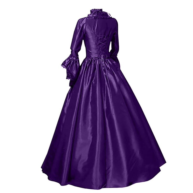 Victorian Renaissance Dress for Women AA Purple & Gifts L - Medieval Vintage Princess Gown