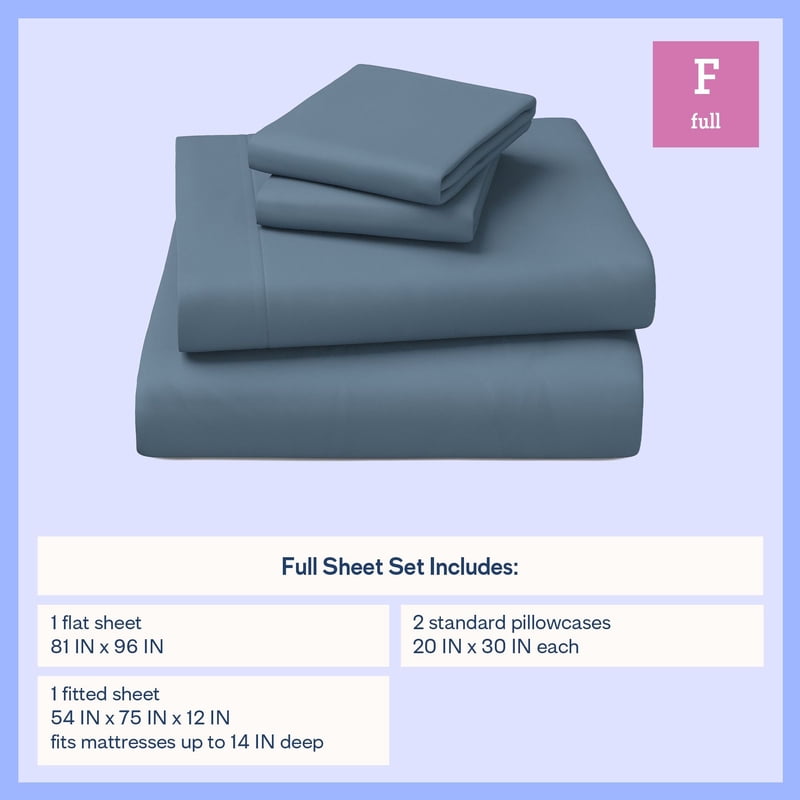 Full Kids Microfiber Bed Sheet Set - Blue, 4 Pieces