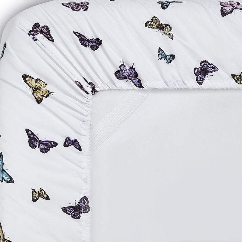 Kids Microfiber Sheet Set - Butterflies Twin XL, Ultra Soft Fitted Sheets with Straps