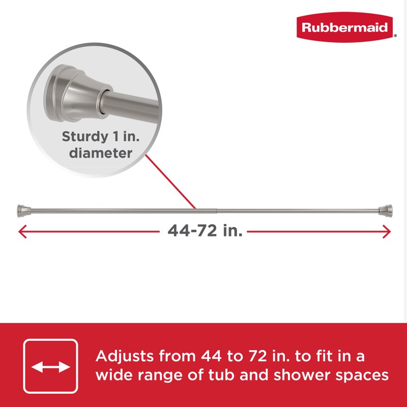 Adjustable Stainless Steel Shower Curtain Rod - Rustproof Wall Mount & Tension Fit, Nickel Finish