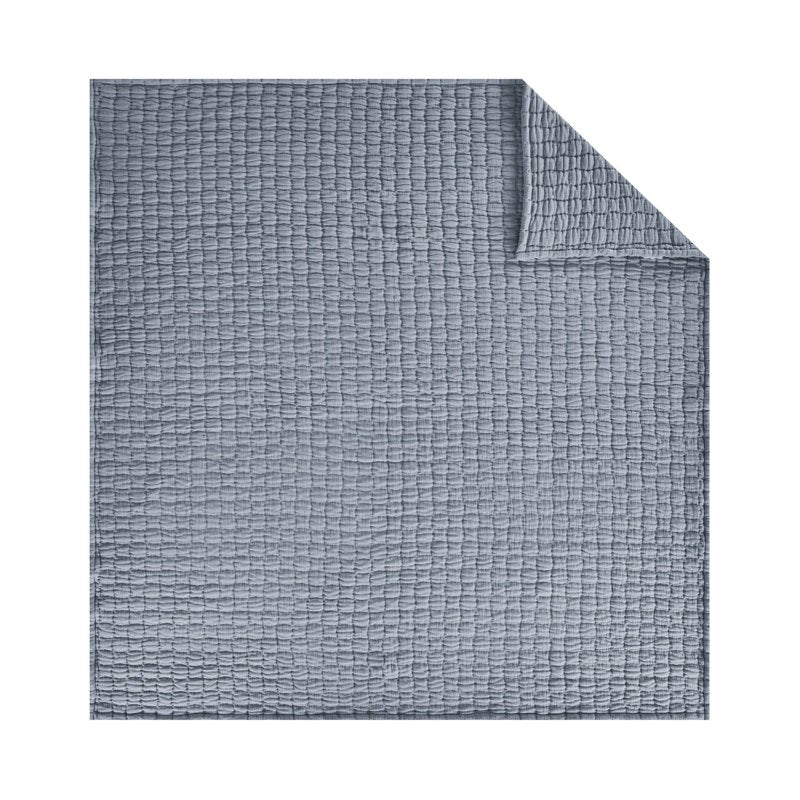 King Check Matelasse Quilt - Washed Indigo Textured Bedspread