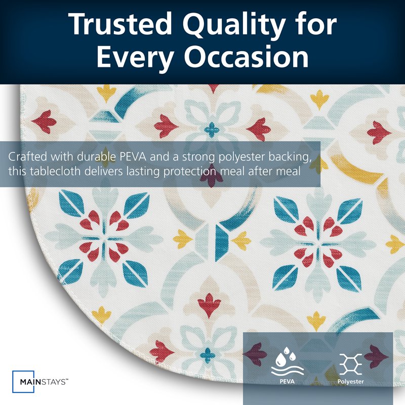 PEVA Indoor & Outdoor Tablecloth - 60" x 102", Farmhouse Tile