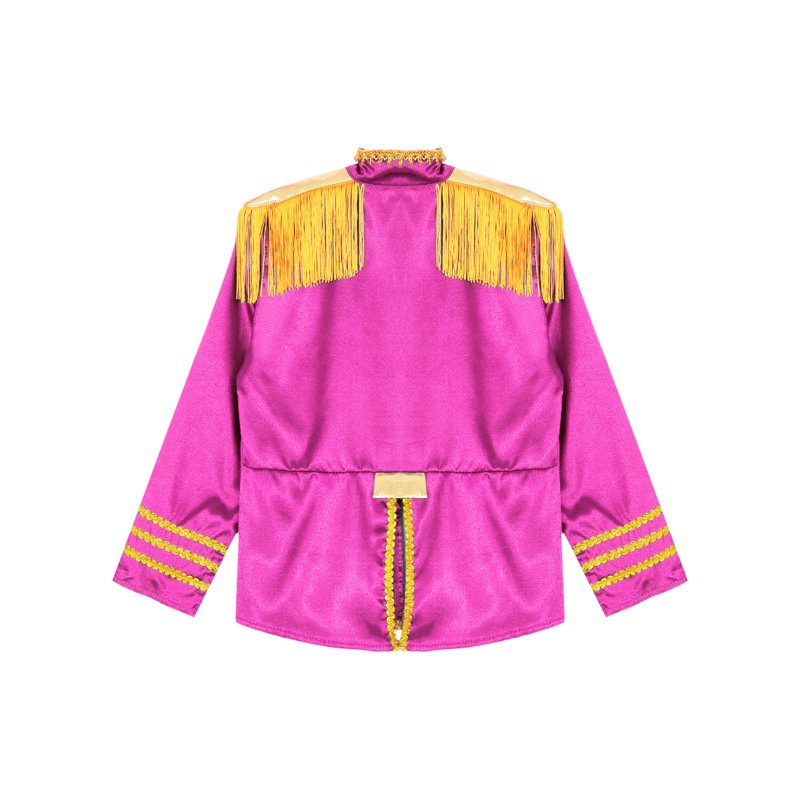 Kids Boys 1960s British Pop-Star Shirt Long Sleeve Zipper Jacket Pink Age 8 - Retro Rock Costume