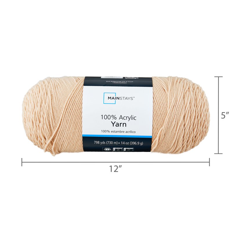 Medium Acrylic Yarn 14 oz 798 Yards - Buff Color for Knitting & Crochet