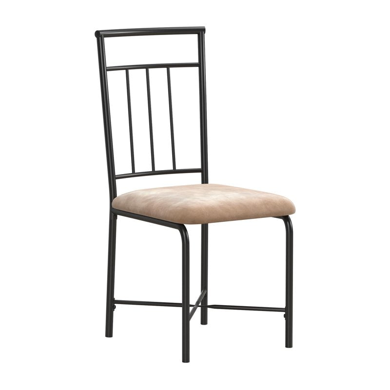 5-Piece Wood & Metal Dining Set with Upholstered Chairs - Deep Walnut