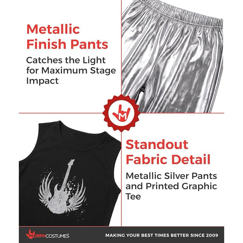 Men's Rocker Halloween Costume 2X Silver Morph Glam Rocker Costume for Men