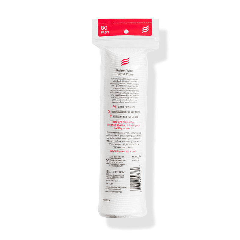 Premium Exfoliating Cotton Rounds, Dual-Sided Skincare Pads, 80 Count