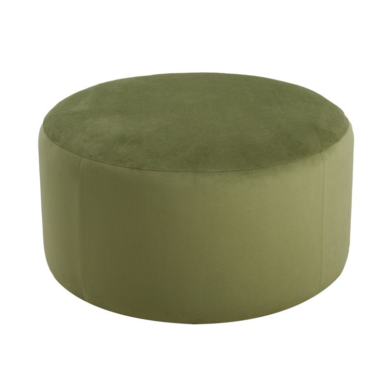 30" Round Velvet Ottoman - Upholstered, Wood Frame, Multiple Colors